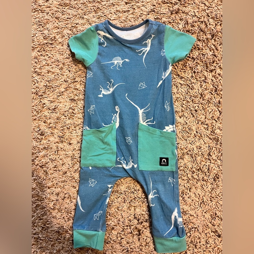 Rags to Raches Dinosaurs Romper Skeletons - Picture 5 of 6